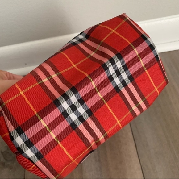 Vtg 90s Y2K Burberry rare Mini house Check snap handle handbag Red - Picture 9 of 9